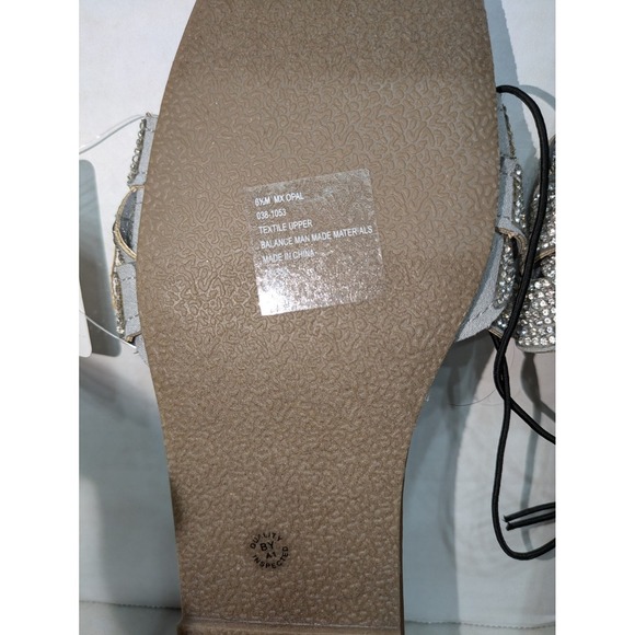 Mixit Rhinestone Braided Slide Sandals Women's Size 6.5 M Sparkly Slip On Shoes - Picture 3 of 7